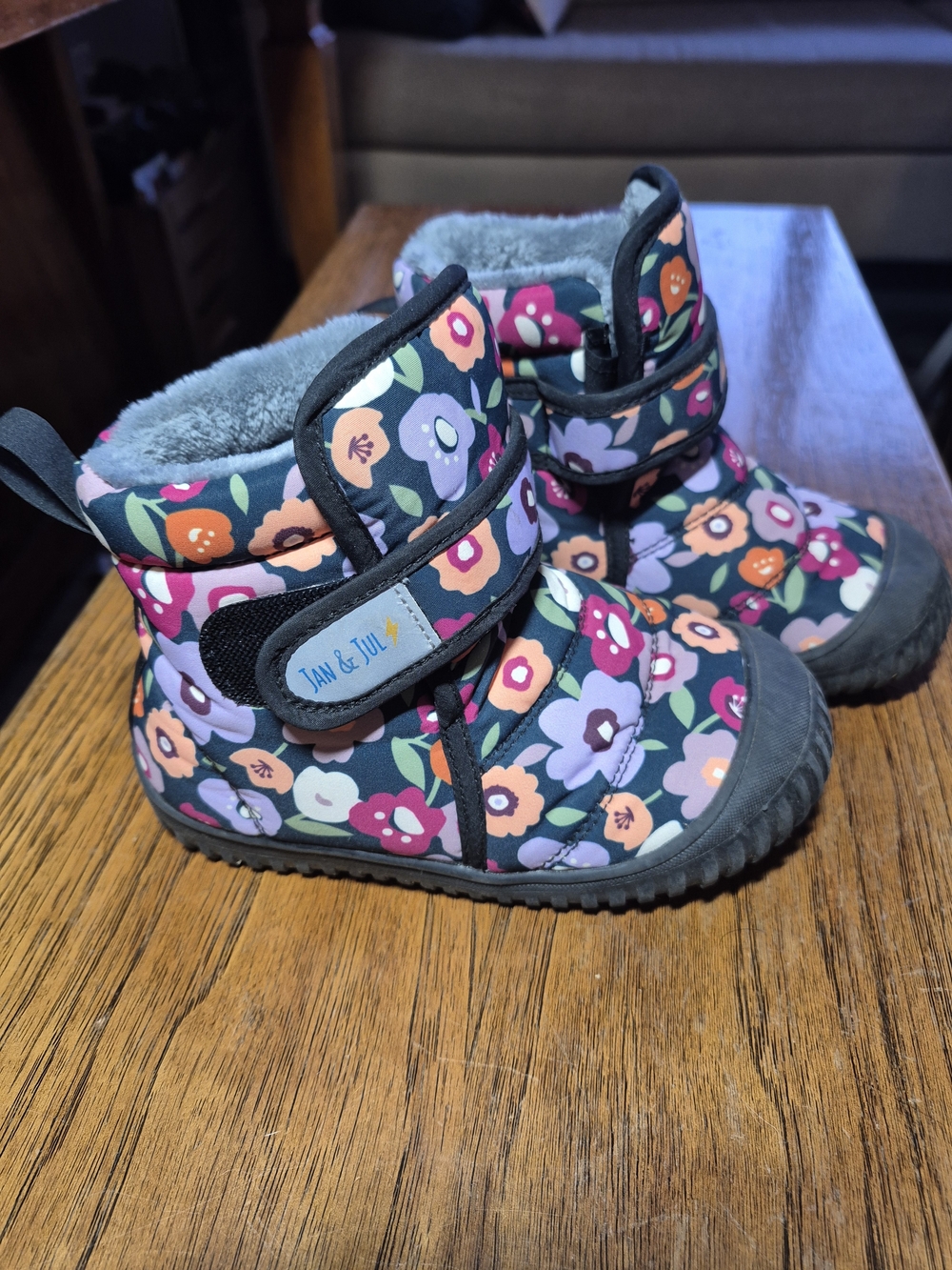 Jan And Jul Kids Floral Winter Boots - Pink & Purple